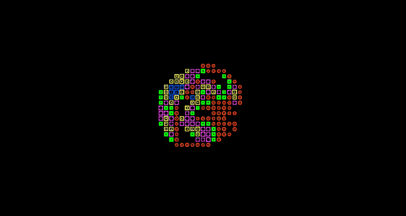 Small colorful dither orb on black