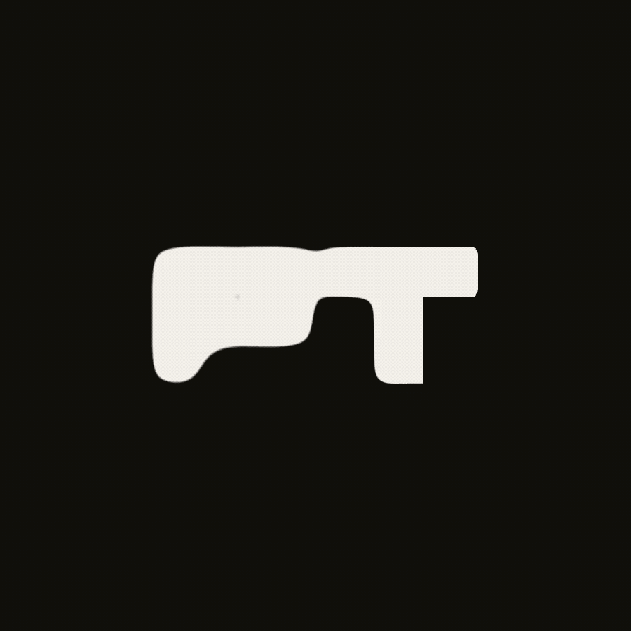 White fluid POL mark on a black background